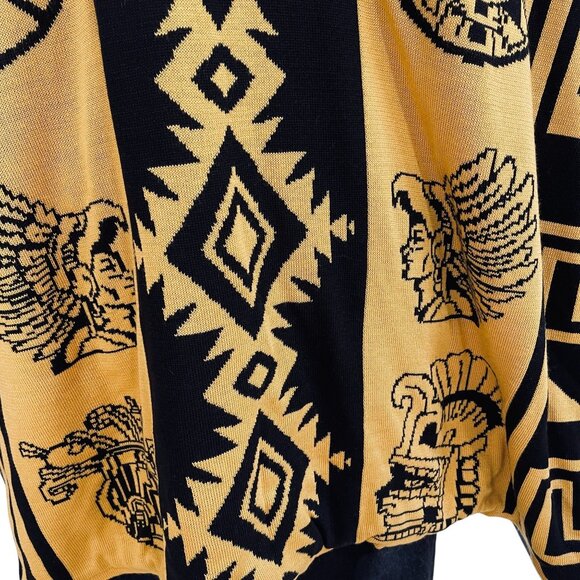 Lian Hooded Aztec Poncho Sherpa Lined Baja Blanket Unisex Boho Tribal - Picture 8 of 13